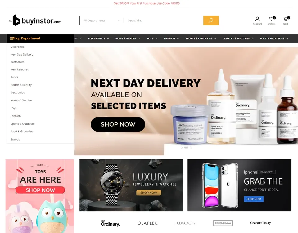 Buyinstor website homepage