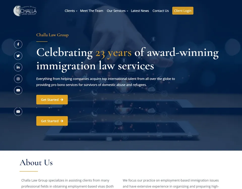 Challa Law Group website homepage