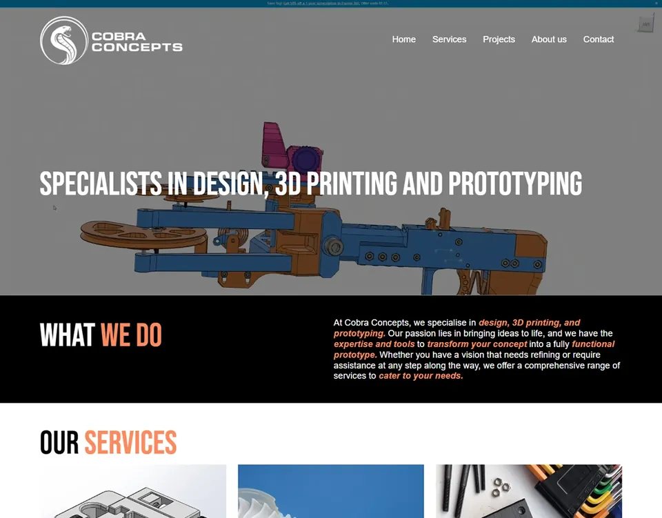 Cobra Concepts website homepage