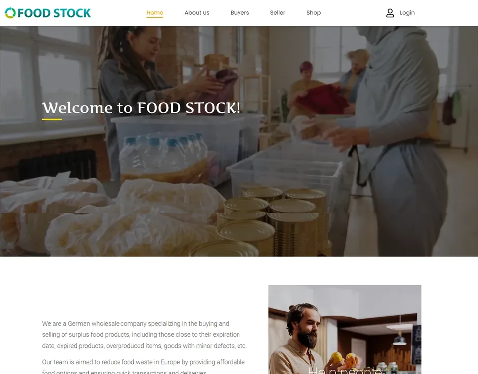 Food Stock website homepage