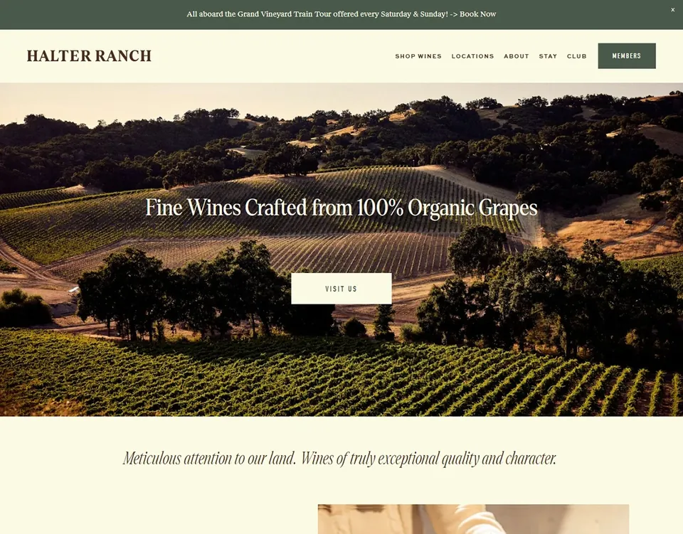Halter Ranch website homepage