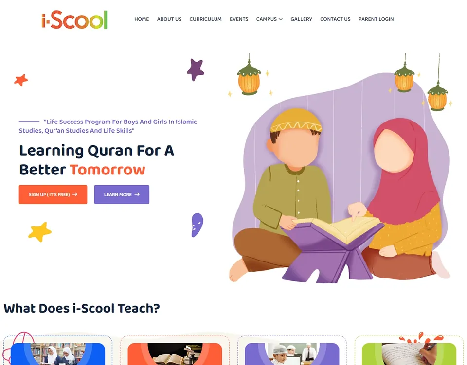 i-Scool website homepage