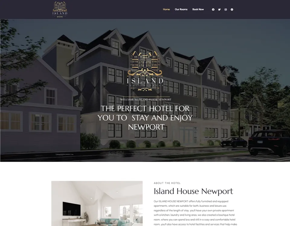 Island House Newport website homepage
