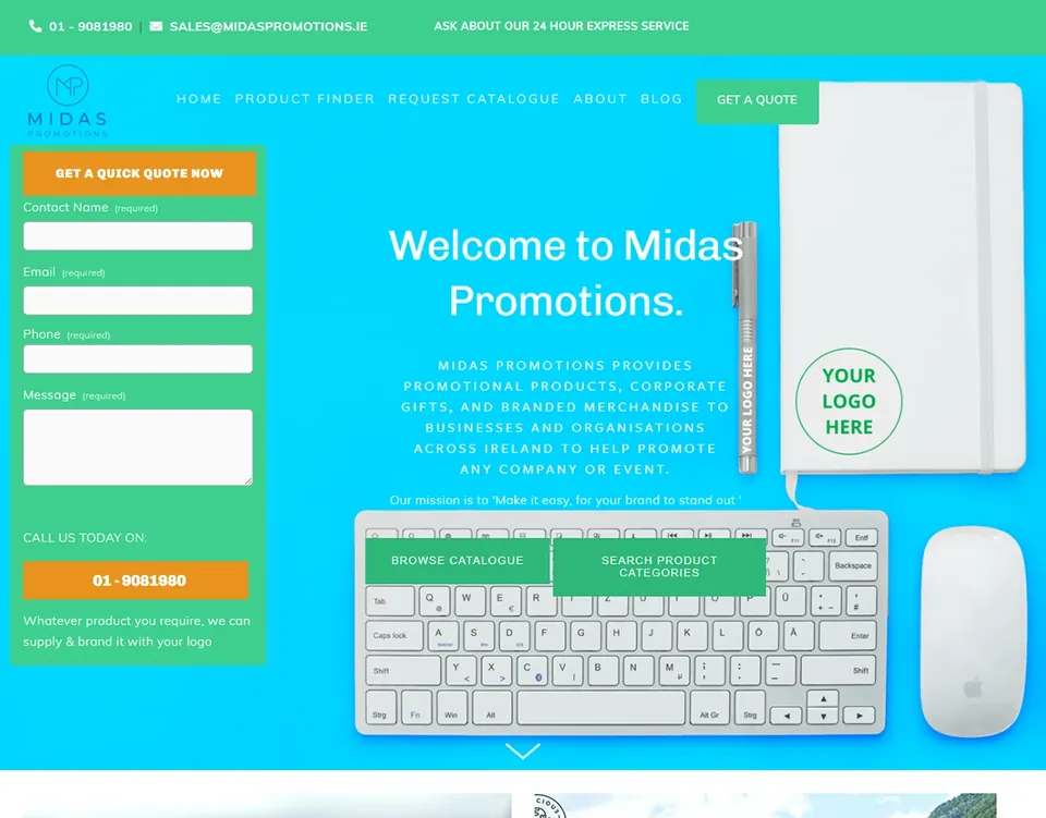 Midas Promotions website homepage