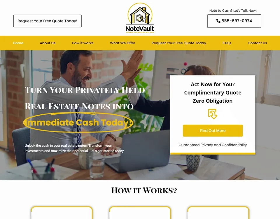 NoteVault website homepage