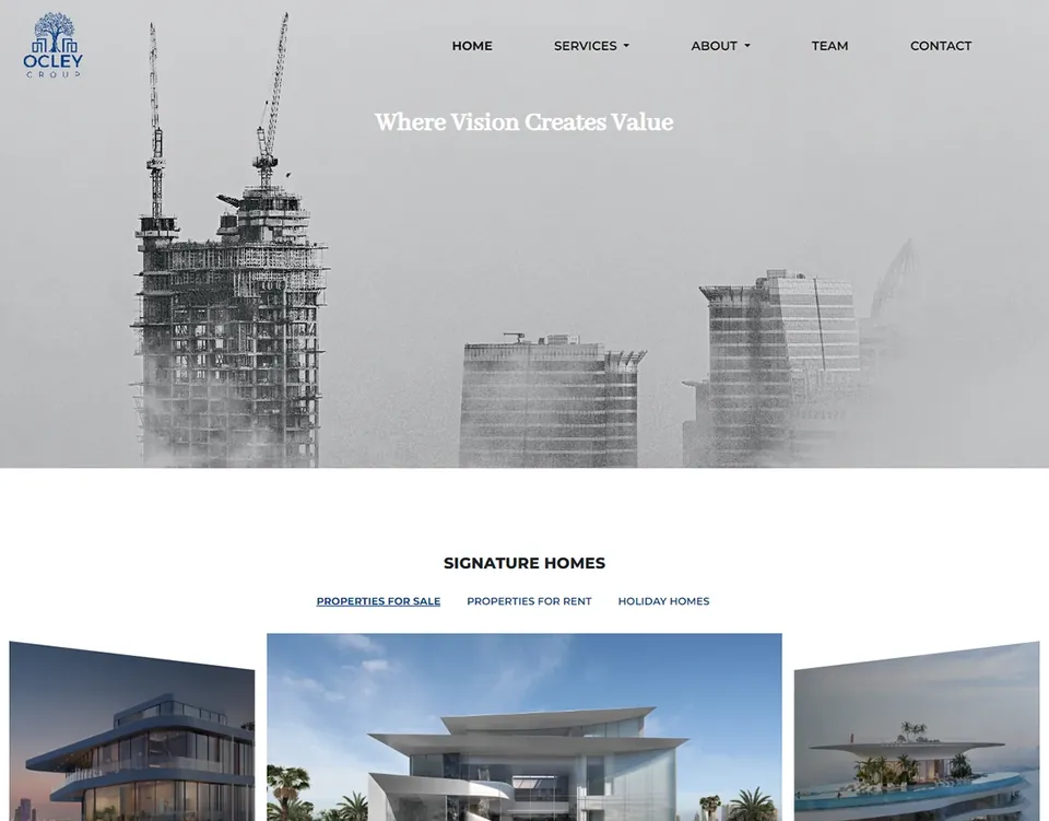 Ocley Group website homepage