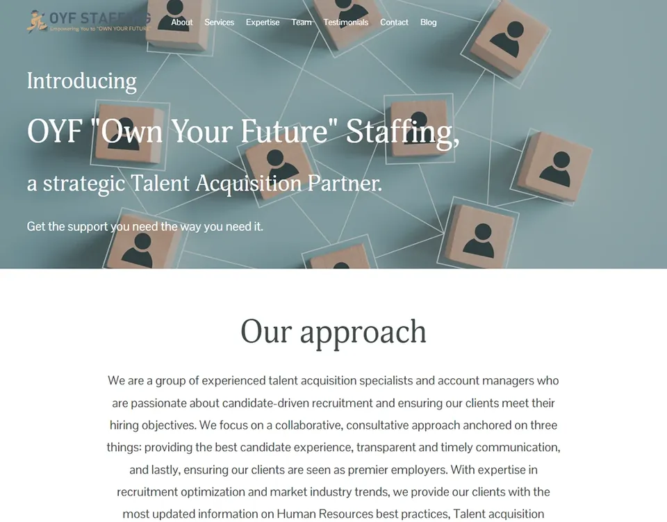 OYF Staffing website homepage
