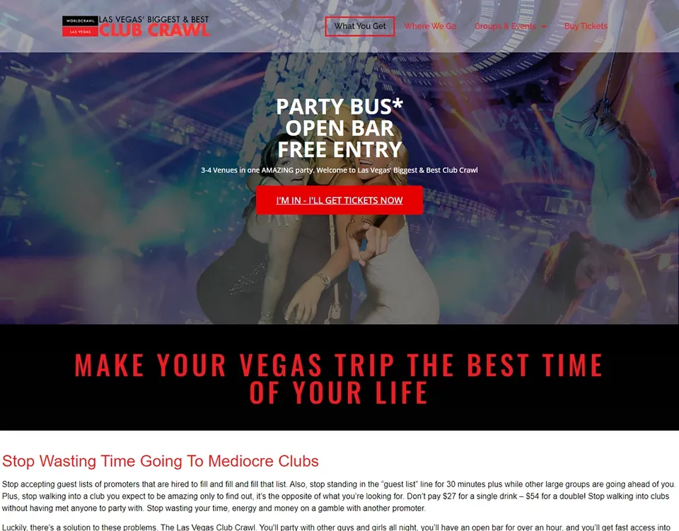 Vegas Crawl website homepage