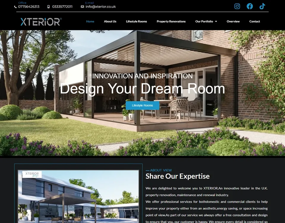 Xterior website homepage