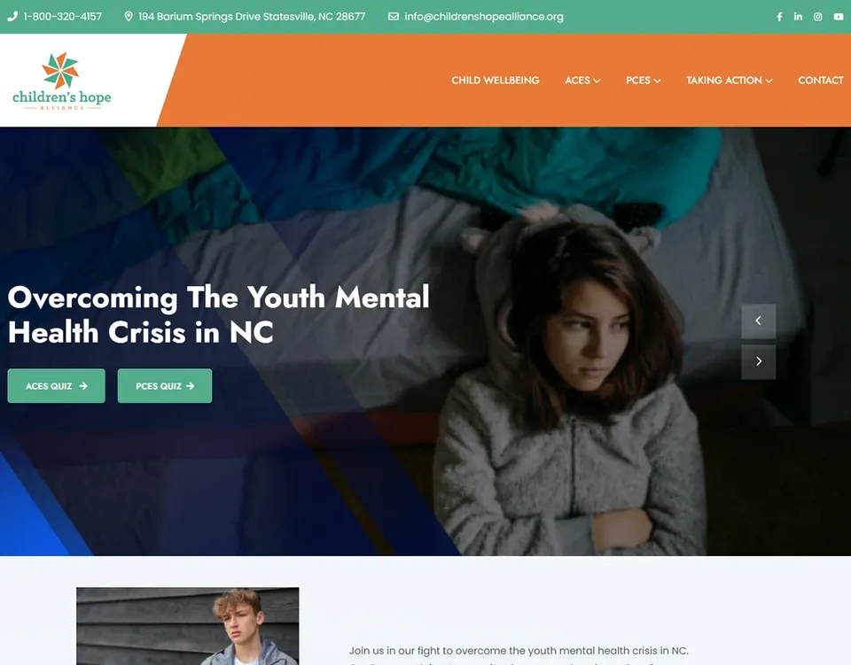 Youth Mental Health NC website homepage